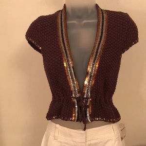 Bebe short sleeve sequined sweater